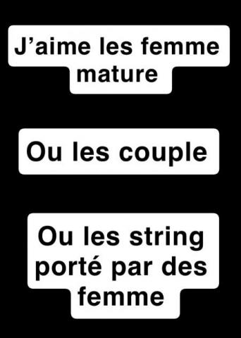 Je recherche femme mature-couple) ou string port�